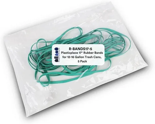 Vista 7 de Plasticplace Bandas de goma de 14 pulgadas para botes de basura de 6 a 10 galones, color verde (5 unidades) - Bandas resistentes para bolsas
