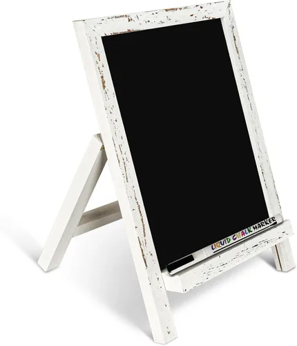 Vista 10 de 4 THOUGHT Letreros pequeños de pizarra de mesa, 9.5 x 14 pulgadas, mini pizarra magnética con soporte para alimentos, marco de madera, caballete