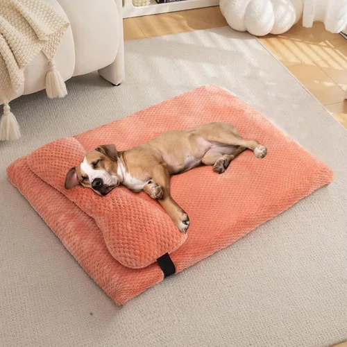 Vista 24 de huraty Cama para perros con almohada para perros pequeños, cama ortopédica para perros con funda extraíble, alfombrilla lavable para mascotas