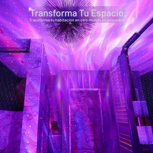 Vista 5 de Rossetta Proyector de estrellas, luz nocturna LED, proyector Aurora Galaxy con altavoz Bluetooth, ruido blanco, temporizador y control remoto