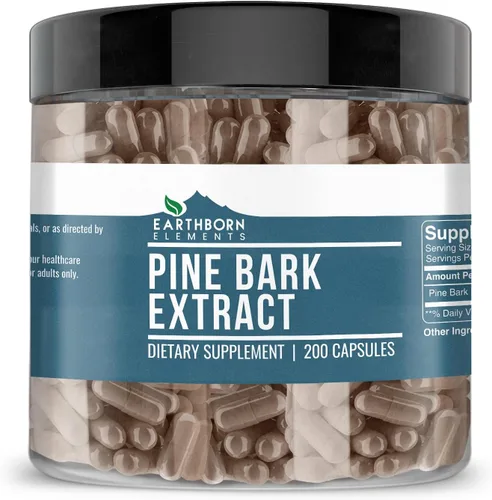 Earthborn Elements Extracto de corteza de pino, 200 cápsulas, puro y sin diluir, sin aditivos
