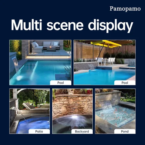 Vista 7 de Pamopamo Fuente de Estanque de Cascada de Derrame de Acero Inoxidable, Kit de Cascadas Iluminadas con Control de APP, Juego de Flujo de Agua al Aire