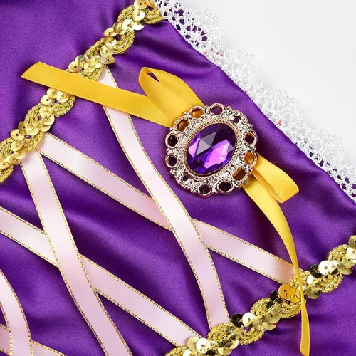 Vista 5 de JerrisApparel Disfraz de princesa para niñas, vestido de cosplay de Halloween, ropa de fiesta con accesorios