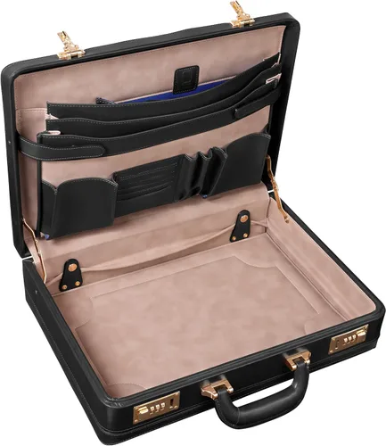 Vista 3 de McKlein COUGHLIN, Maletín de negocios expandible de cuero de 4.5 pulgadas, para computadora y tableta, Maletín para computadora portátil