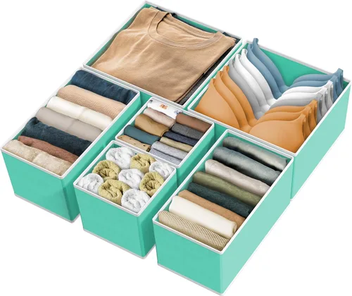 Vista 11 de Simple Houseware Organizador de cajones de ropa interior para calcetines, brasier, ropa interior, bragas, mameluco, plegable, juego de 4, gris