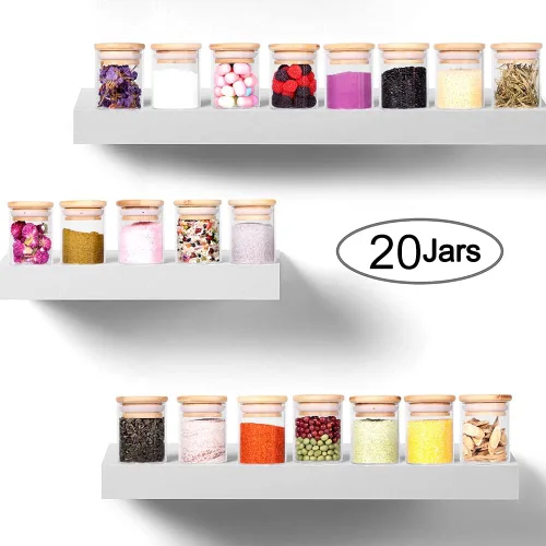 Vista 2 de SAIOOL 20 Pack - 2.5 FL OZ (73ml) Mini Spice Jars with Wood Lid, Easy to Clean-BPA Free & Dishwasher Safe -Try filling with Spices, Herbs,Beans
