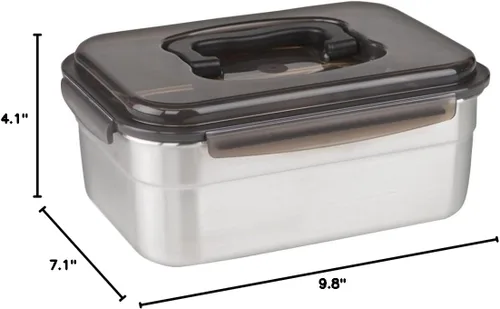 Vista 4 de STENCOC - Contenedor de almacenamiento de alimentos de acero inoxidable, rectangular, sin BPA, hermético, a prueba de fugas
