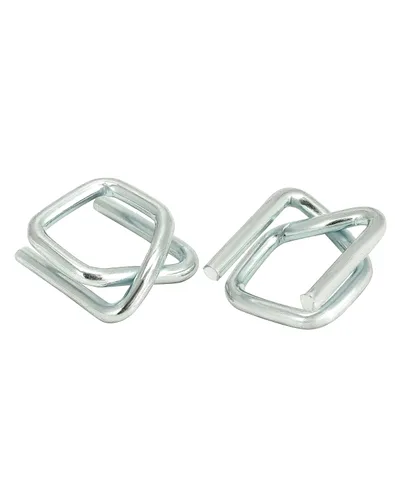 Vista 2 de QWORK Hebilla de alambre de metal, 1/2" de ancho, paquete de 200, plata, para fleje de polipropileno