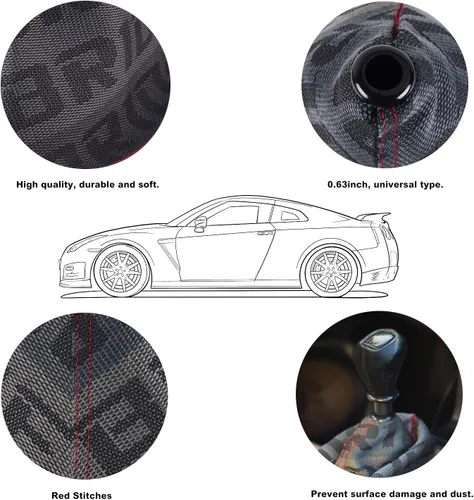 Vista 3 de Funda universal de palanca de cambio, funda para el polvo de tela para palanca de cambio manual/automática (Gris)