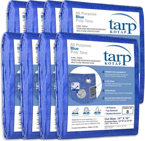Vista 32 de Kotap - Lona de polietileno para uso general, color azul, de 5 pies x 7 pies, artículo: TRA-0507