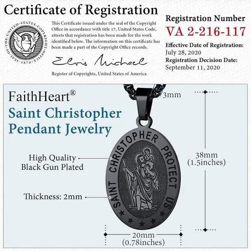 Vista 3 de FaithHeart San CristóbalJudeJoséAntonioTomásBenedictoPatricio Collar de acero inoxidable Medalla de Santos Patronos Católicos Joyas Amuleto
