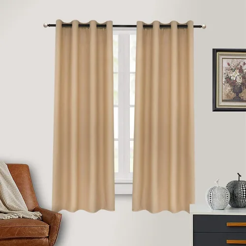 Vista 2 de Cortinas opacas para dormitorio con línea negra, 100 % opacas, con aislamiento térmico, cortinas largas para sala de estar, tratamiento de ventanas