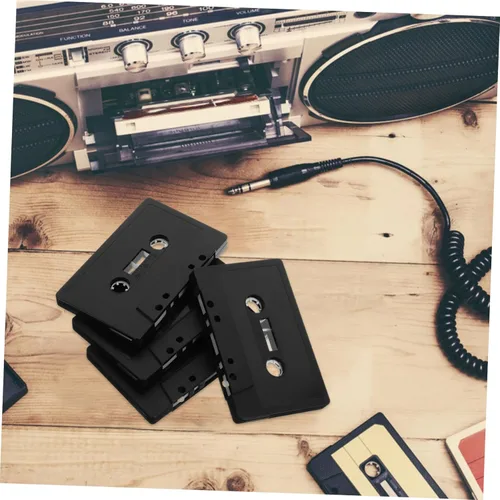 Vista 2 de 4 cintas de casete en blanco para pared, adornos negros vintage para eventos temáticos, fáciles de instalar para proyectos de manualidades