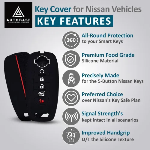 Vista 3 de Autobase Funda para llavero para Nissan Rogue Pathfinder 2025, Negro