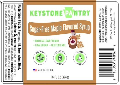 Vista 2 de Keystone Pantry Jarabe con sabor a arce sin azúcar, botella de 1 pinta - Bajo en carbohidratos, sin OMG y sin gluten, Kosher - Jarabe keto