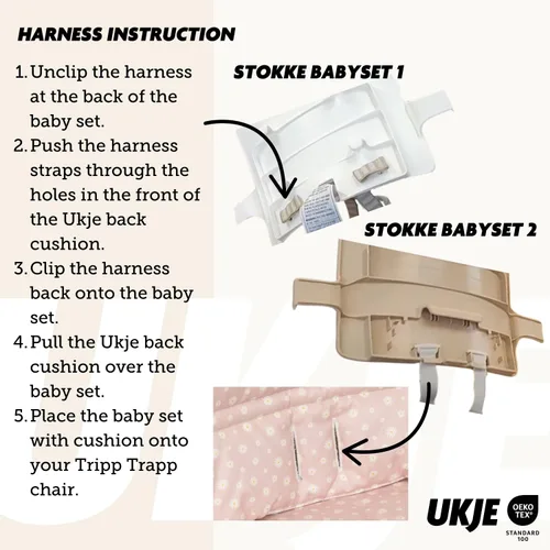 Vista 8 de UKJE Cojín Compatible con Stokke Tripp Trapp (Modelo Antiguo y Nuevo) 2 Piezas, Cojín de Asiento Suave para Bebés y Niños Pequeños, Algodón