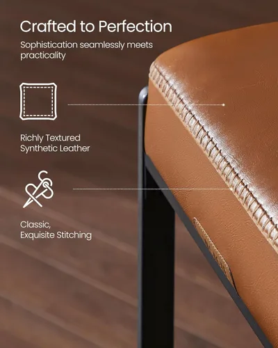 Vista 4 de VASAGLE EKHO Collection - Juego de 3 taburetes de bar, taburetes de bar de altura de mostrador, cuero sintético con costuras, taburetes de mostrador