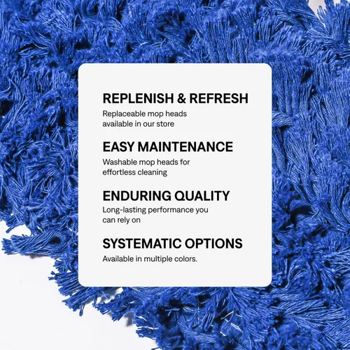 Vista 32 de Trapeador de polvo comercial azul de 24 pulgadas y barredora de piso con mango extensible, mopa para limpieza de suelos de madera, azulejos