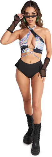 Vista 2 de iHeartRaves - Pantalones cortos de talle alto para mujer