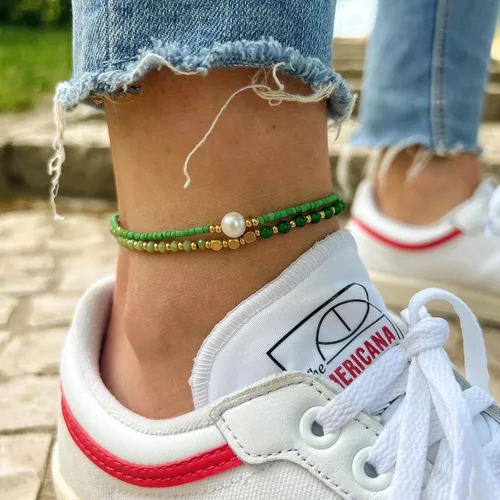 Vista 43 de Made by Nami Boho Surfer Anklet Waterproof & Adjustable Beaded Anklets for Women Beachy Ankle Bracelet Made from Waxed Cotton Rope and Beads for