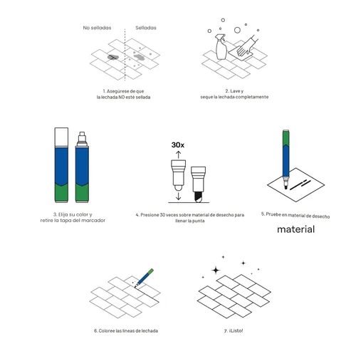 Vista 4 de Rotulador de Lechada para Azulejos Blanco: Rotulador de Pintura de Lechada Impermeable, Blanqueador y Sellador de Lechada para Líneas de Lechada Más