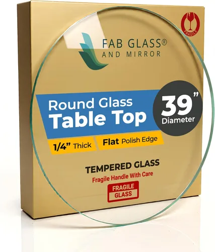 Vista 51 de Fab Glass - Mesa redonda de cristal de 48 in, grosor de 3/4 in, cristal pulido plano templado, Vidrio, Transparente
