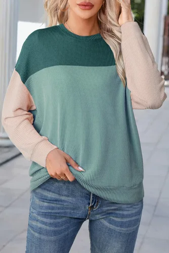 Vista 4 de Dokotoo Camisas de manga larga con cuello redondo y bloque de color para mujer, a la moda 2024