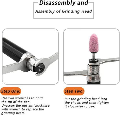 Vista 5 de FTVOGUE Kit de amoladora de troqueles de lápiz neumático - Juego de amoladora de micro troqueles - herramienta de pulido y grabado - 90 psi - plata