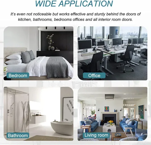 Vista 63 de Paquete de 4 topes de puerta de perno de bisagra negros, tope de puerta de perno de bisagra ajustable de alta resistencia con puntas de tope de goma