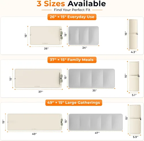 Vista 8 de Tapete de calentamiento para alimentos, extra grande de 26 x 15 Beige