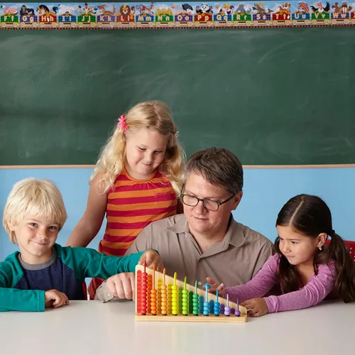 Vista 5 de Melissa & Doug – Ábaco de suma y resta – juguetes educativos con 55 perlas de colores y construcción de madera resistente