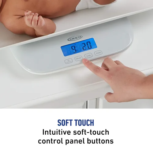 Vista 5 de Graco Báscula de peso multifunción LCD digital para bebés a niños grandes, 3 modos de pesaje, bandeja extraíble, tabla de crecimiento descargable