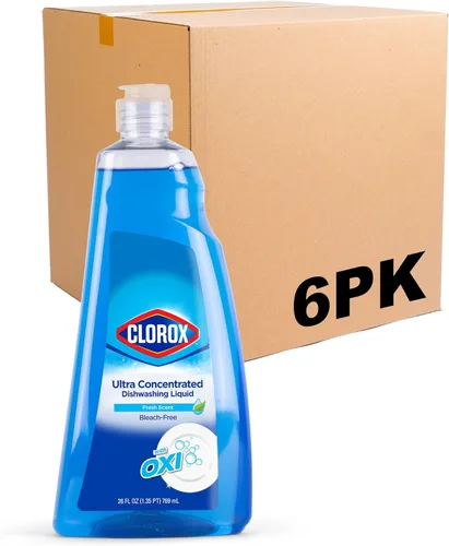 Vista 10 de Clorox Jabón líquido ultra concentrado para platos con OXI, aroma a flor de manzana, detergente para lavavajillas, fórmula sin blanqueador que