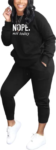 Vista 3 de HBQ Conjunto deportivo de dos piezas para mujer, casual, manga larga, con bolsillos