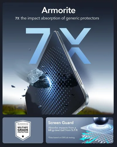 Vista 7 de ESR Paquete de 2 protectores de pantalla Armorite para iPad Mini A17 Pro, iPad Mini 7ª/6ª generación (2024/2021), película de vidrio templado