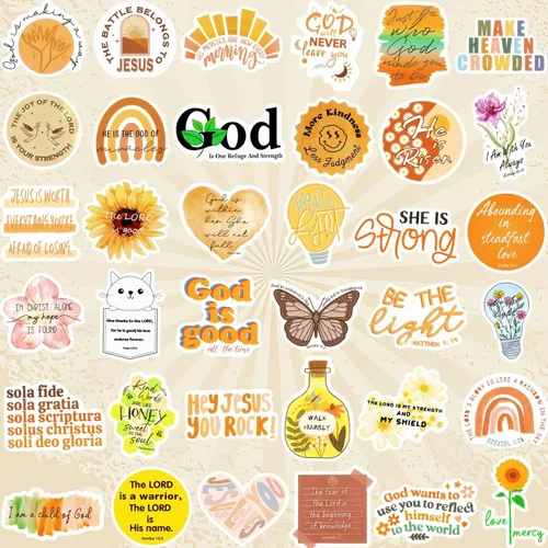 Vista 2 de 200 piezas de calcomanías cristianas inspiradas, calcomanías de versículos bíblicos para tablero de visión, botella de agua, laptop, álbum