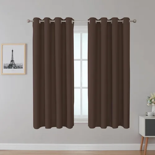 Vista 8 de Inherent Fire Retardant Blackout Curtains, Grommet Top, NFPA 701 Certified Flame Resistant Drape, FR Window Curtains for Classroom, 2 Panels, Black