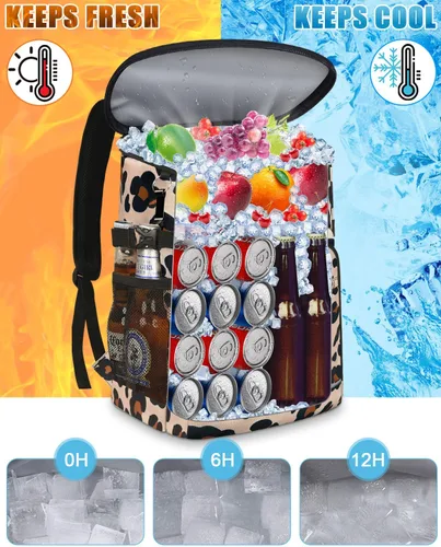Vista 4 de Mochila térmica aislada a prueba de fugas, impermeable, bolsa enfriadora de 30 latas, gran capacidad, ligera, para viajes, camping, playa, hielera