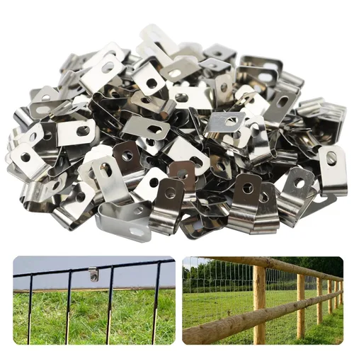 300 abrazaderas de alambre para cercas agrícolas, clips de alambre de acero inoxidable, abrazadera de cable para montaje calibre 12-16 alambre