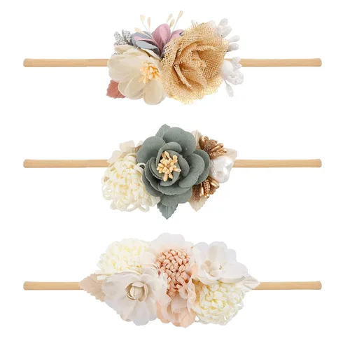 Vista 9 de Diademas elásticas de nailon para bebé, 3 piezas, accesorios para el cabello, regalo para recién nacidos y niños pequeños (17A#)