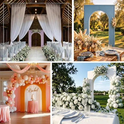 Vista 5 de Efavormart - Funda de arco de boda de elastano negro para soporte de arco de triunfo, cubierta elástica para telón de fondo con marco de globos, 7