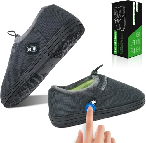 RTDEP Foot Warmer, Electric Foot Warmer with 5000mAh Battery, Heated Slippers Women Men, Heated Foot Warmer with Smart Dual Independent Switch