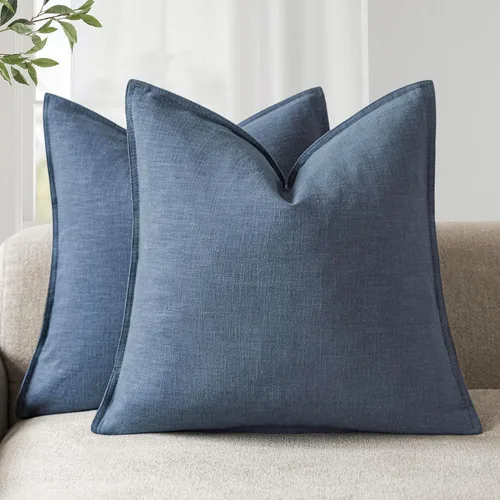 Vista 48 de Foindtower - Juego de 2 fundas de almohada decorativas de lino sólido, suave y con acento, fundas de cojín estilo bohemio y campestre, neutrales