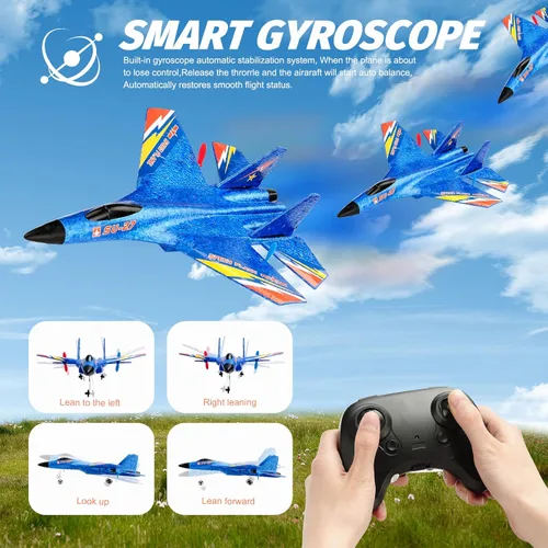 Vista 5 de SU27 RC Fighter Plane Principiante Avión RC 6-Axis Estabilizador Automático Control Remoto Aeronave Planeador Listo para Volar Resistente a Choques