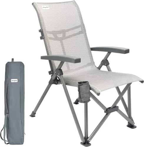 Vista 10 de SUNNYFEEL Silla plegable para campamento, sillas ergonómicas resistentes con soporte de respaldo alto ajustable transpirable y soporte para tazas