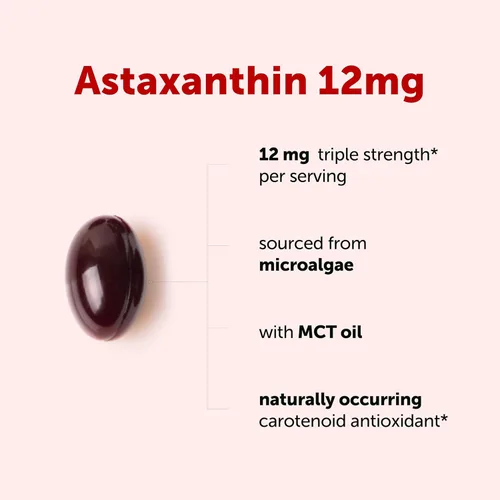 Vista 2 de Micro Ingredients Astaxantina de 12 mg con aceite MCT, 90 cápsulas blandas Suplementos antioxidantes de astaxantina premium* Fuente