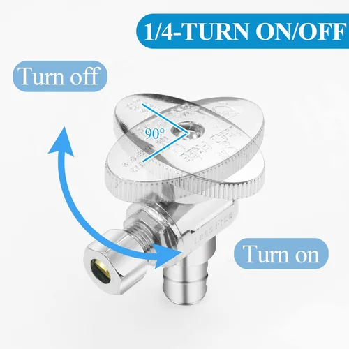 Vista 3 de WiseWater Válvula de Parada de Ángulo PEX de 1/2 Pulgada PEX x 1/4 Pulgada de Compresión, Válvula de Apagado de 1/4 Vuelta, Accesorio de Fontanería