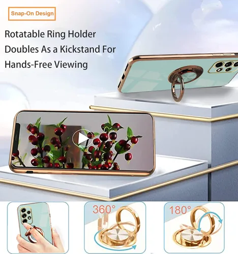 Vista 7 de Compatible con Samsung Galaxy A72 Funda con anillo magnético verde, para Samsung Galaxy A72, funda de silicona a prueba de golpes, cubierta delgada