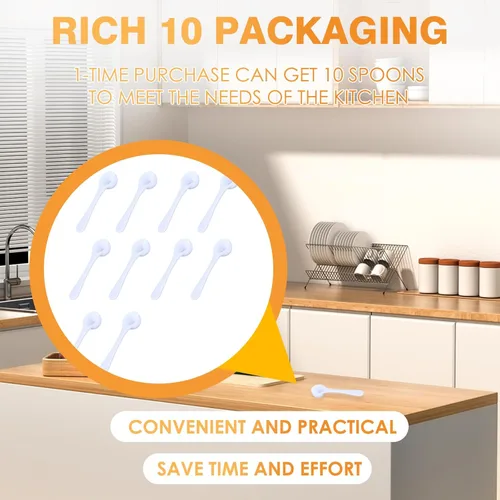 Vista 4 de Paquete de 10 cucharaditas medidoras, cucharas de plástico a granel para café, tarros de especias, medida precisa para cocinar y hornear, capacidad