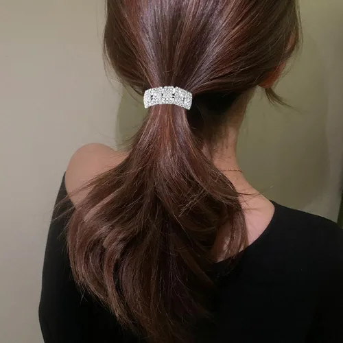 Vista 8 de 3 ligas elásticas para el cabello con diamantes de imitación para cola de caballo, accesorios para el cabello para mujeres y niñas